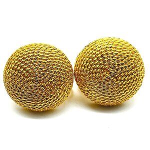 NAPIER Coiled Chain Button Earrings Gold Tone Screw Back Classic Career Workwear